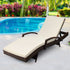 Outdoor Sun Lounge Chair with Cushion Sunbed Day Bed Lounger Brown